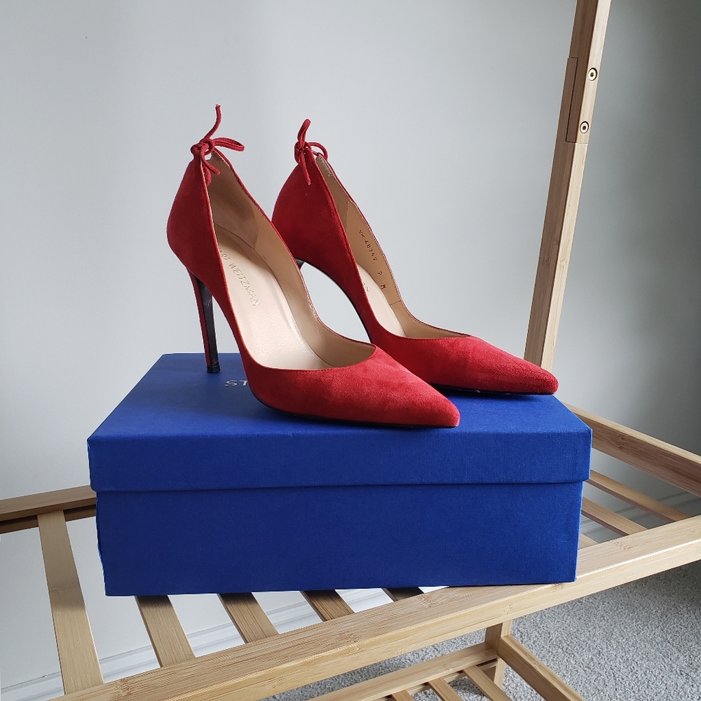 Stuart Weitzman Red Suede Heels
